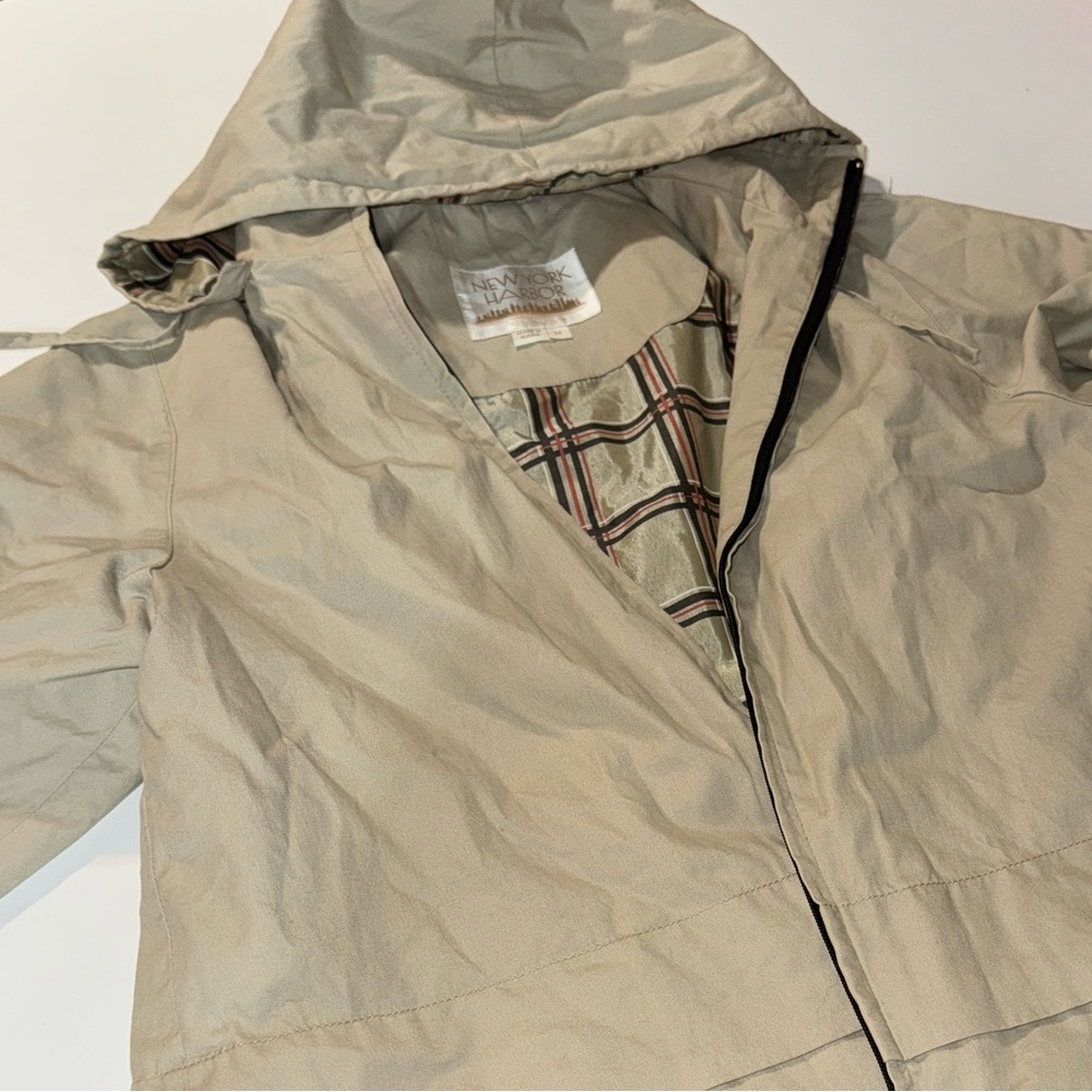 New York Harbor by Andrea beautiful beige 100% Cotton Hooded Jacket! - Picture 6 of 7